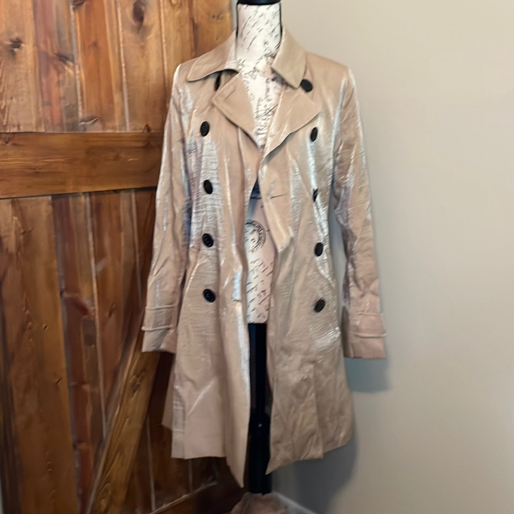 Boston Proper Shimmery Beige Trench Coat